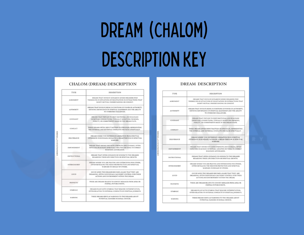 Chalom (Dream) Cancellation Inserts