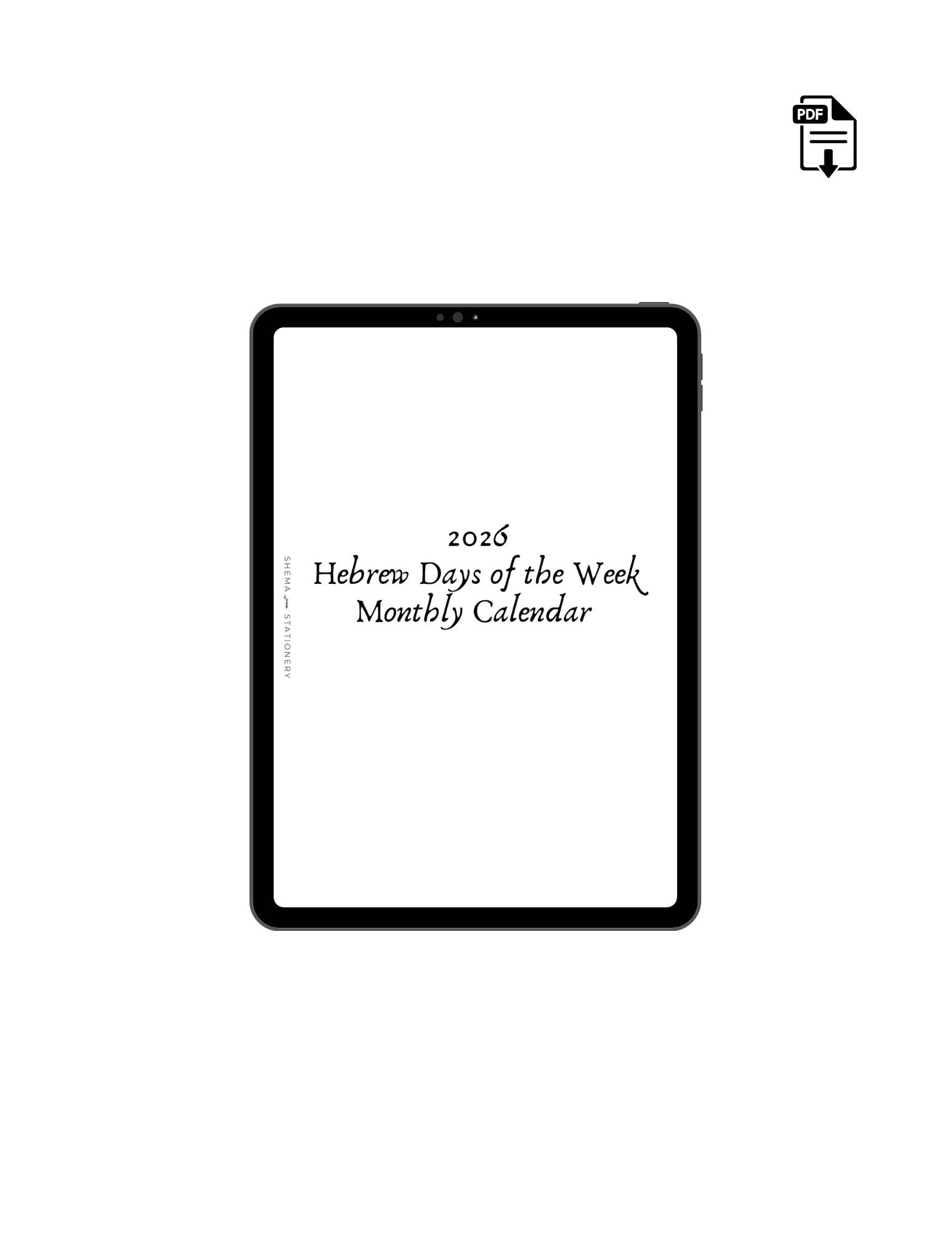 A5 2026 Hebrew Days of the Week Monthly Calendar Bundle - Digital Download