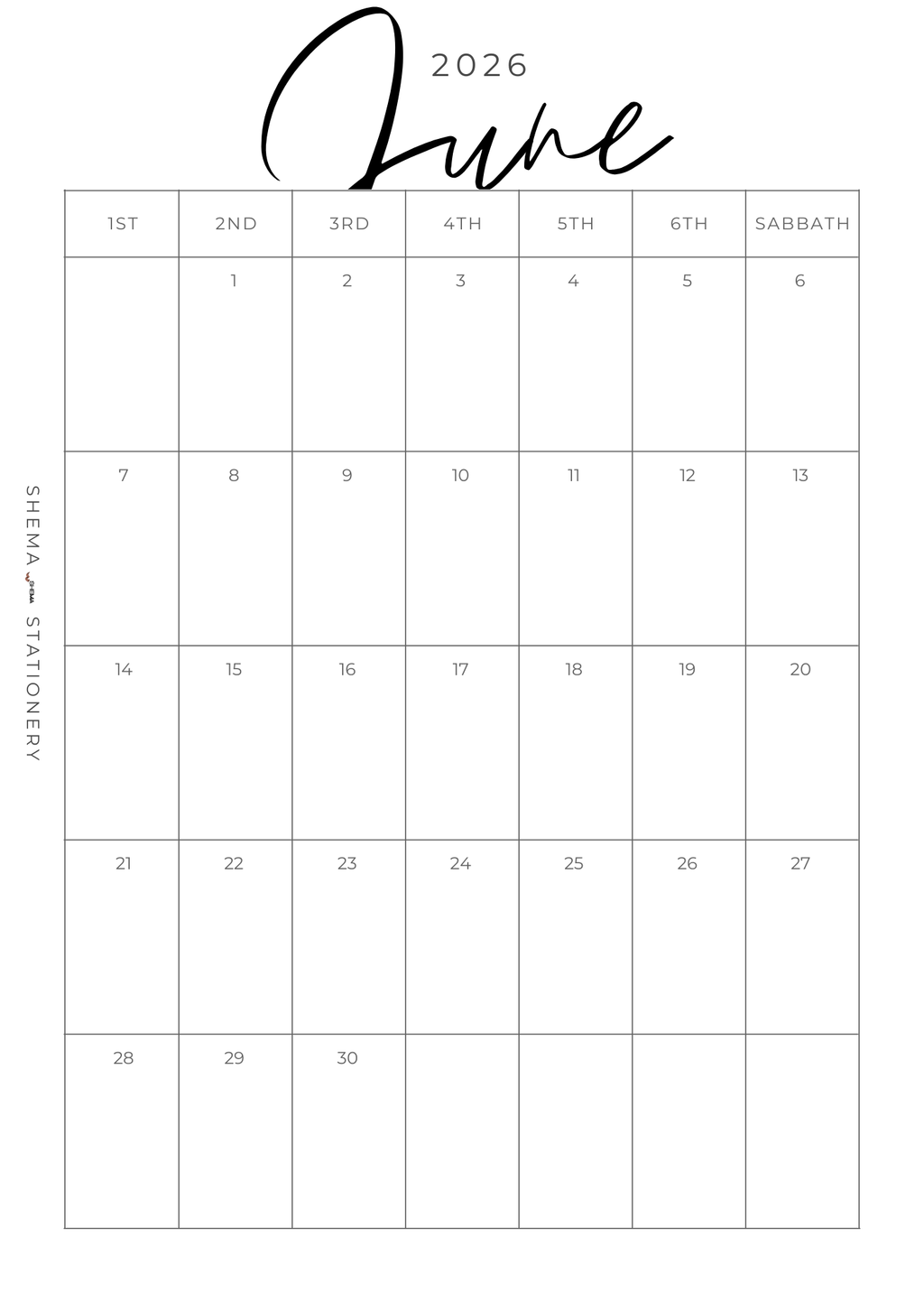A5 2026 Ordinal Numbered Monthly Calendar Bundle - Digital Download