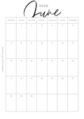 A5 2026 Hebrew Days of the Week Monthly Calendar Bundle - Digital Download