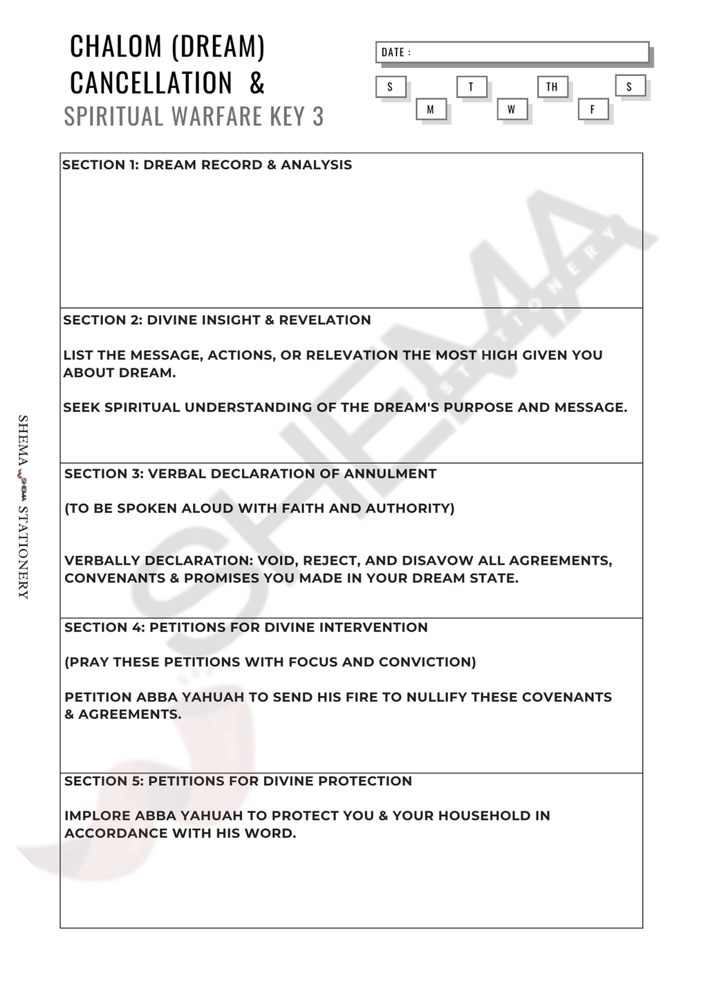 Chalom (Dream) Cancellation Inserts