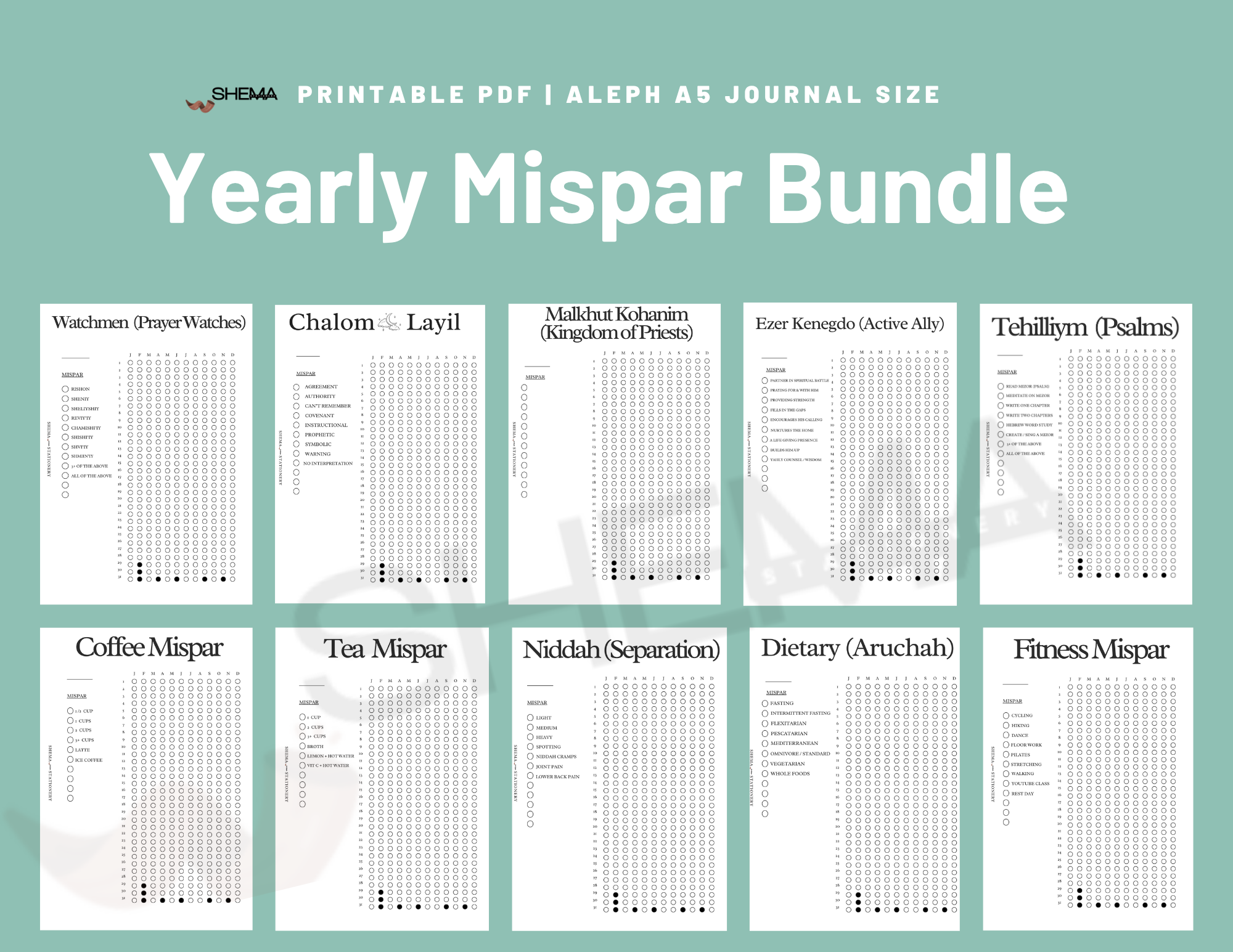Yearly Mispar Journal Bundle - Digital Download